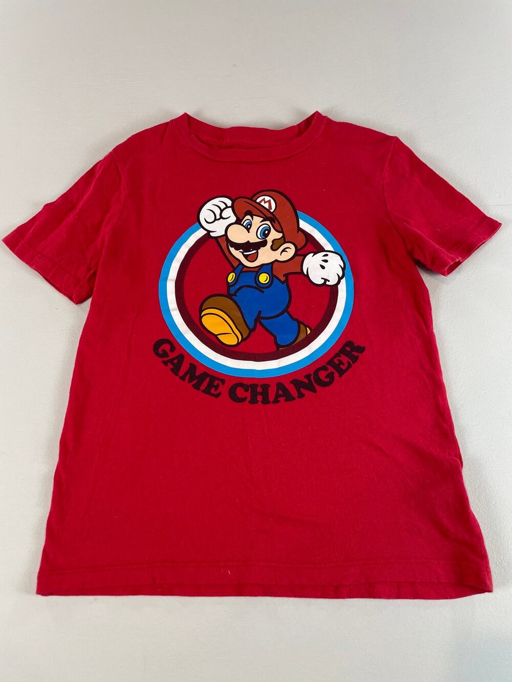 Old Navy Tee Boys Size M Red Super Mario Logo Cotton
